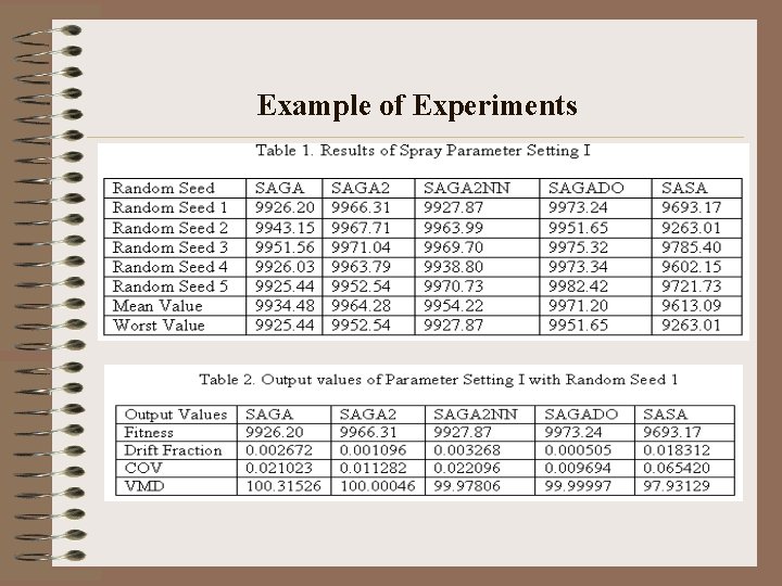 Example of Experiments 
