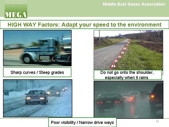 Middle East Gases Association HIGH WAY Factors: Adapt your speed to the environment Sharp