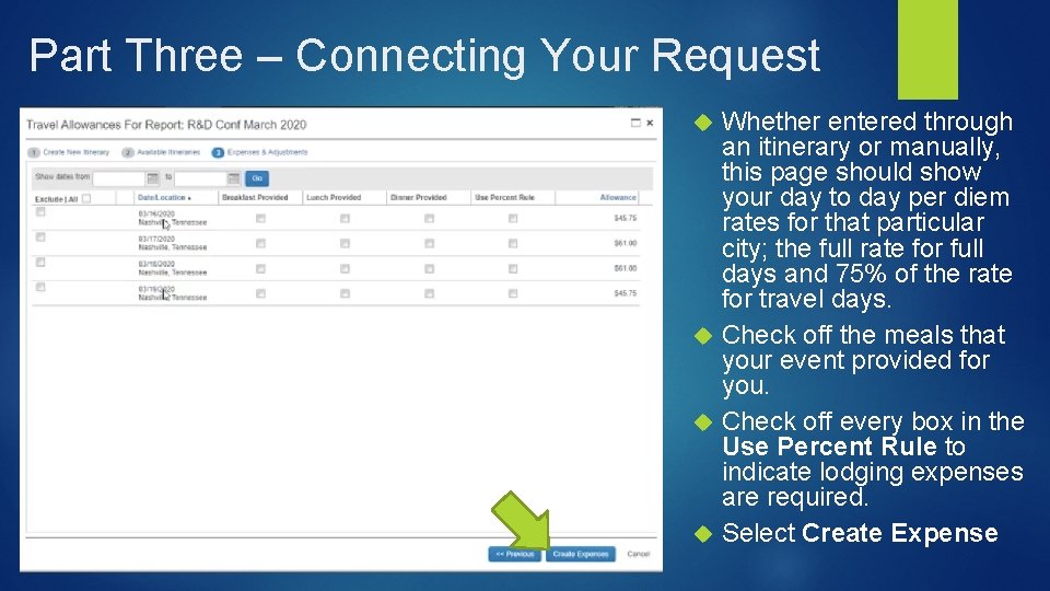 Part Three – Connecting Your Request Whether entered through an itinerary or manually, this