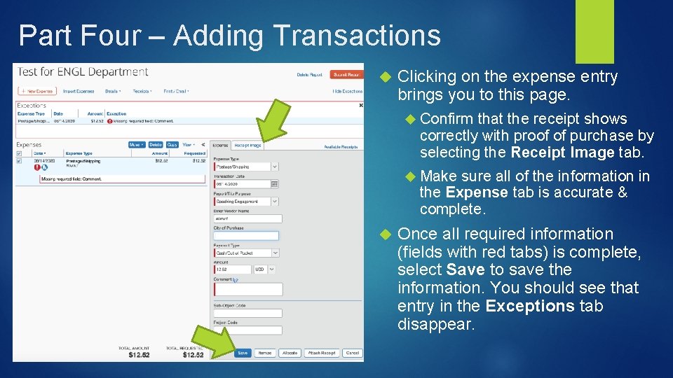 Part Four – Adding Transactions Clicking on the expense entry brings you to this