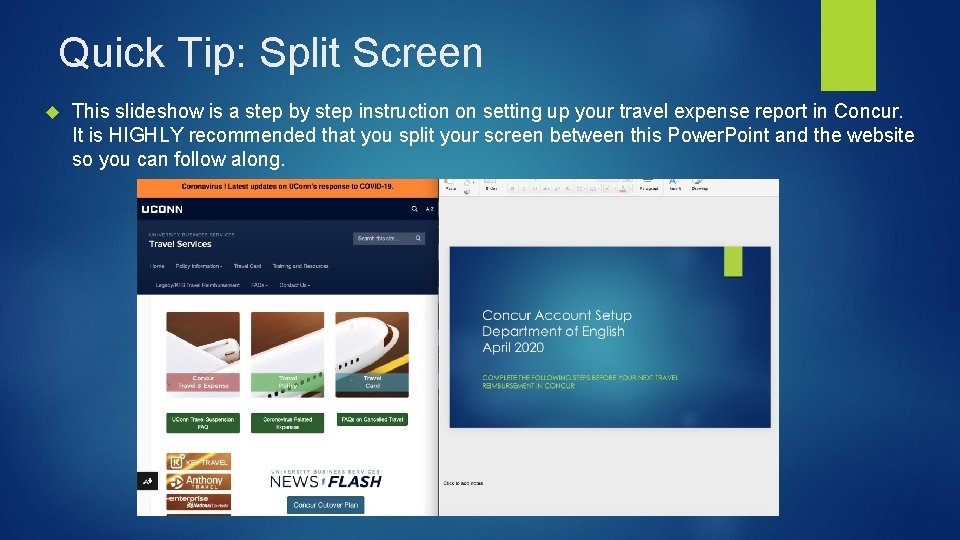 Quick Tip: Split Screen This slideshow is a step by step instruction on setting