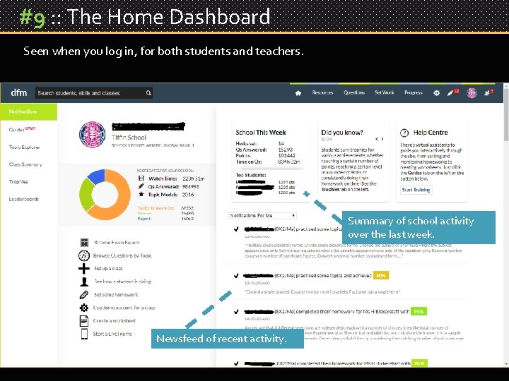 #9 : : The Home Dashboard Seen when you log in, for both students