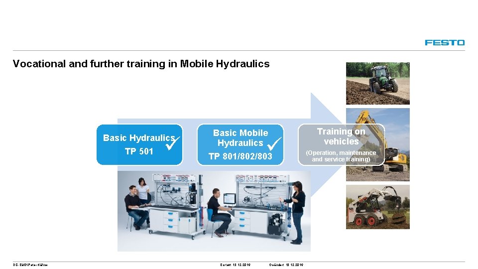 Vocational and further training in Mobile Hydraulics Basic Hydraulics TP 501 DC-EMDPeter Häfner Basic