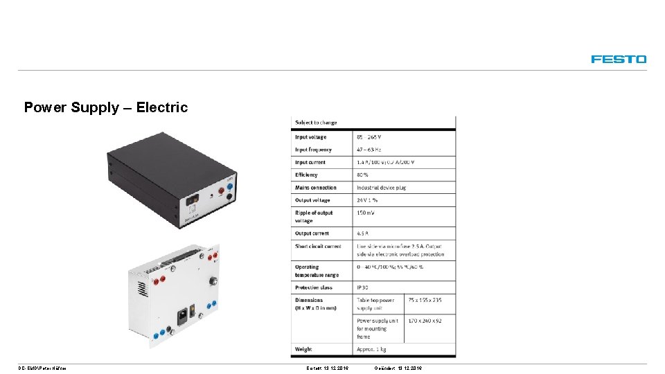 Power Supply – Electric DC-EMDPeter Häfner Erstellt: 13. 12. 2016 Geändert: 13. 12. 2016