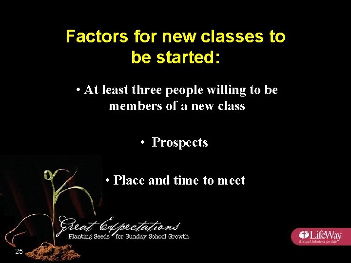 Factors for new classes to be started: • At least three people willing to