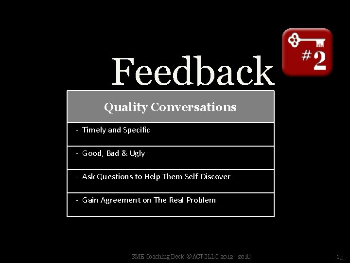 Feedback Quality Conversations - Timely and Specific - Good, Bad & Ugly - Ask