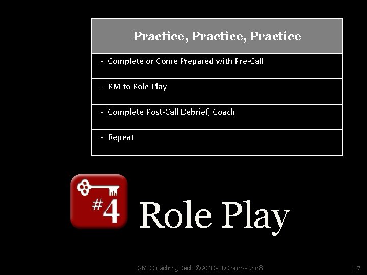 Practice, Practice - Complete or Come Prepared with Pre-Call - RM to Role Play