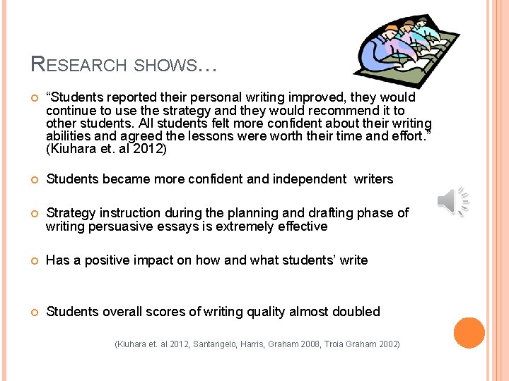 RESEARCH SHOWS… “Students reported their personal writing improved, they would continue to use the