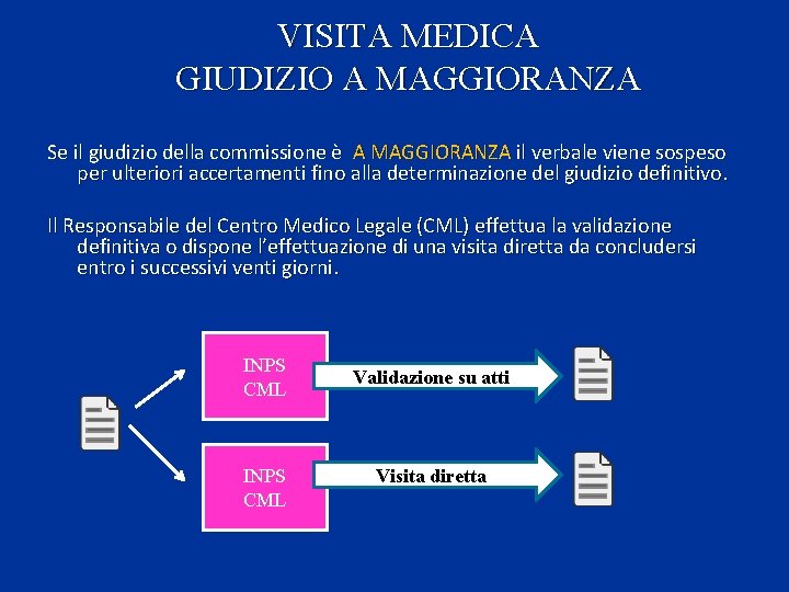 VISITA MEDICA GIUDIZIO A MAGGIORANZA Se il giudizio della commissione è A MAGGIORANZA il