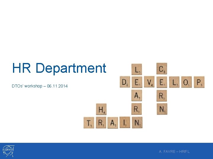 HR Department DTOs’ workshop – 06. 11. 2014 A. FAVRE – HR/FL 