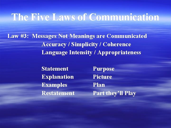 The Five Laws of Communication Law #3: Messages Not Meanings are Communicated Accuracy /