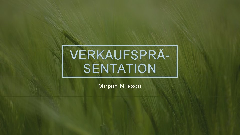 VERKAUFSPRÄSENTATION Mirjam Nilsson 