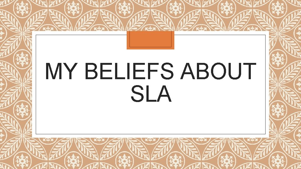 MY BELIEFS ABOUT SLA 