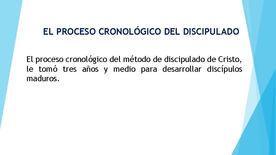 EL PROCESO CRONOLÓGICO DEL DISCIPULADO El proceso cronológico del método de discipulado de Cristo,