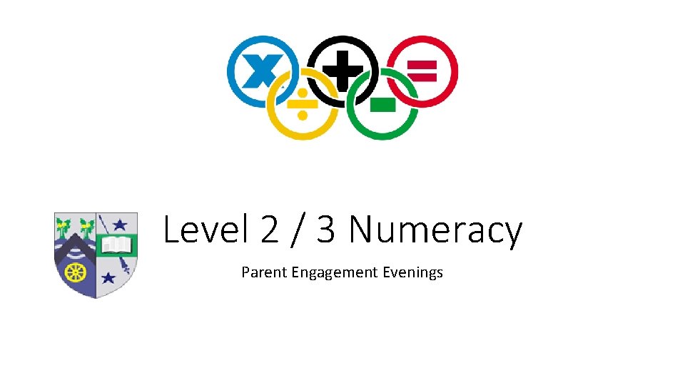 Level 2 / 3 Numeracy Parent Engagement Evenings 