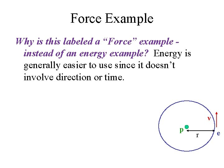 Force Example Why is this labeled a “Force” example instead of an energy example?