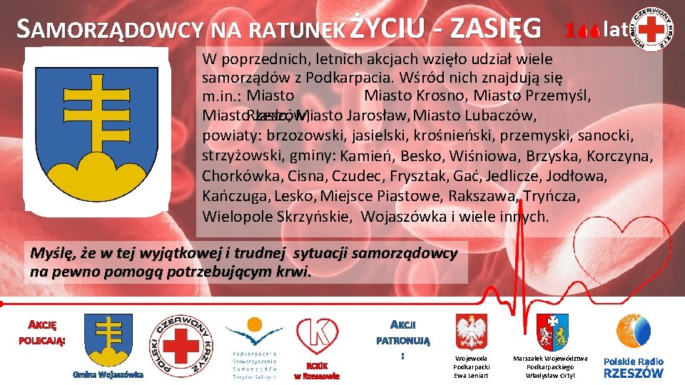 SAMORZĄDOWCY NA RATUNEK ŻYCIU - ZASIĘG lat W poprzednich, letnich akcjach wzięło udział wiele