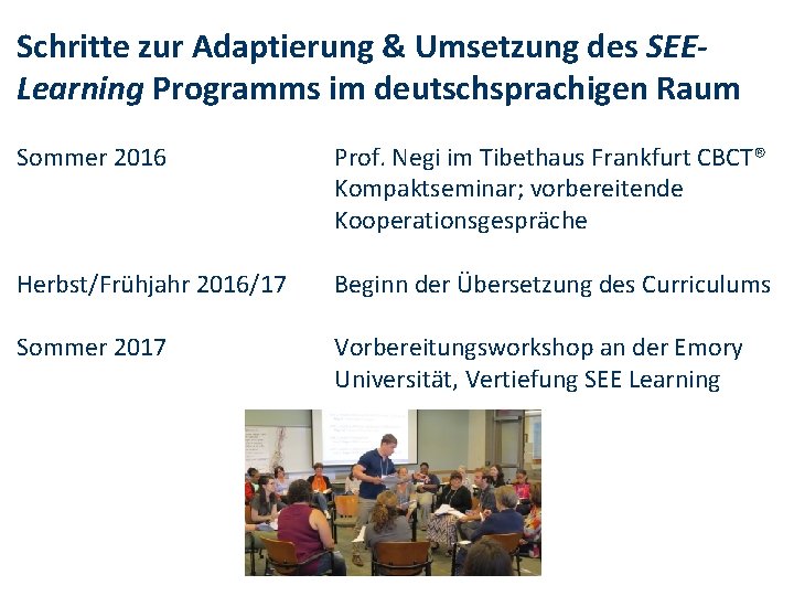 Schritte zur Adaptierung & Umsetzung des SEELearning Programms im deutschsprachigen Raum Sommer 2016 Prof.