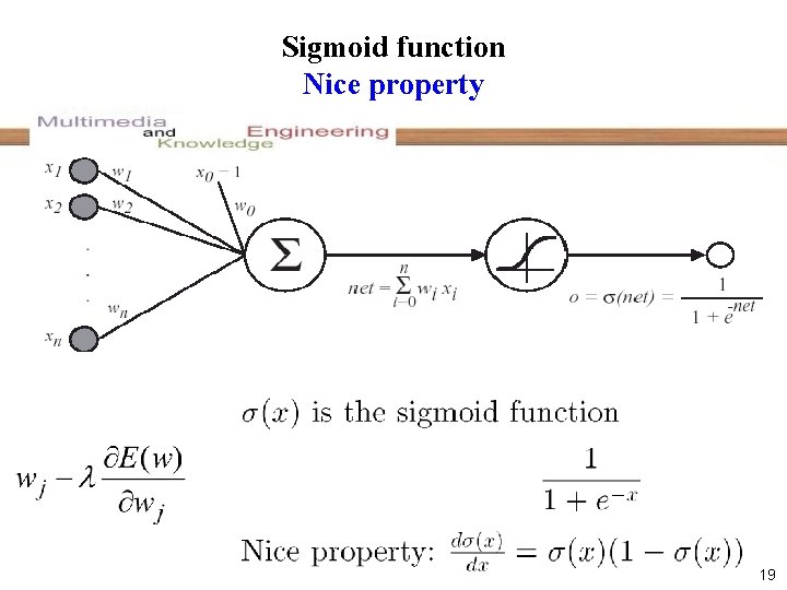 Sigmoid function Nice property 19 