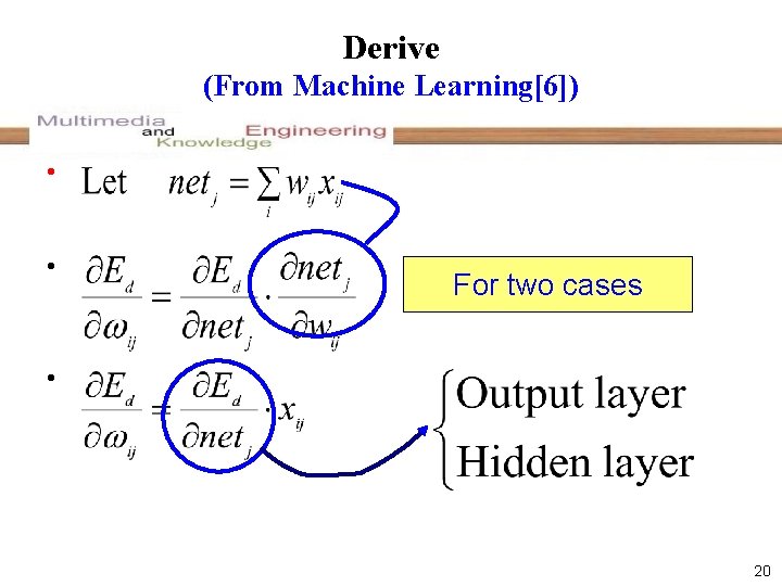 Derive (From Machine Learning[6]) • • For two cases • 20 