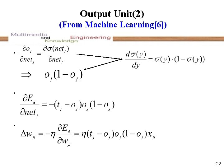 Output Unit(2) (From Machine Learning[6]) • • • 22 