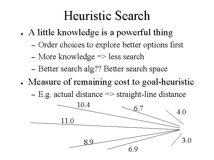 Heuristic Search ● A little knowledge is a powerful thing – – – ●