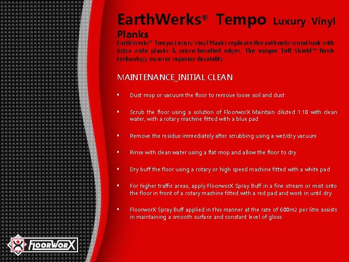 Earth. Werks® Tempo Luxury Vinyl Planks replicate the authentic wood look with extra wide