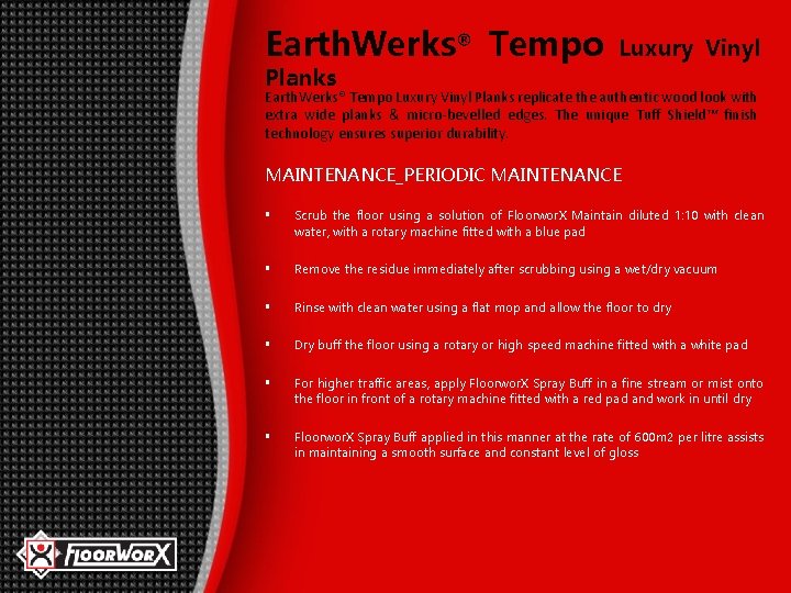 Earth. Werks® Tempo Luxury Vinyl Planks replicate the authentic wood look with extra wide