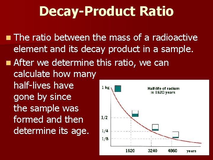 Decay-Product Ratio n The ratio between the mass of a radioactive element and its