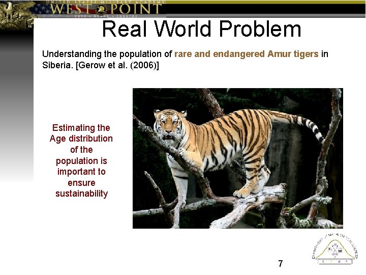 Real World Problem Understanding the population of rare and endangered Amur tigers in Siberia.