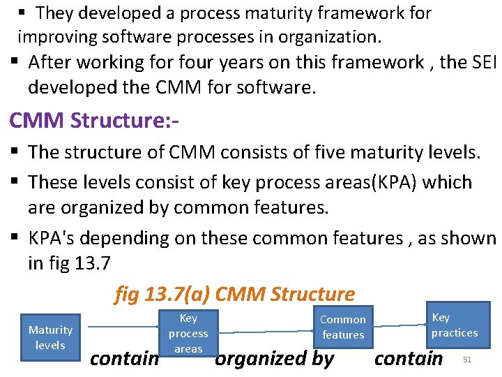 § They developed a process maturity framework for improving software processes in organization. §