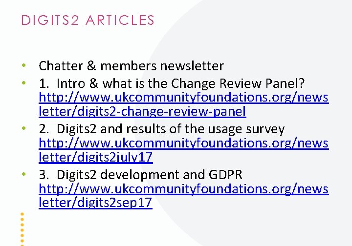 DIGITS 2 ARTICLES • Chatter & members newsletter • 1. Intro & what is