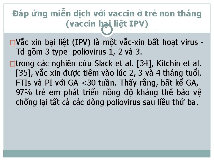 Đáp ứng miễn dịch với vaccin ở trẻ non tháng (vaccin bại liệt IPV)