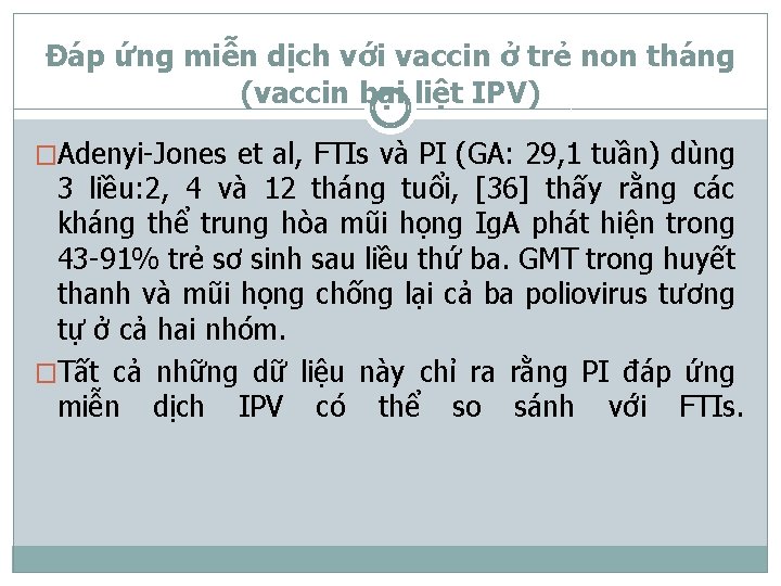 Đáp ứng miễn dịch với vaccin ở trẻ non tháng (vaccin bại liệt IPV)