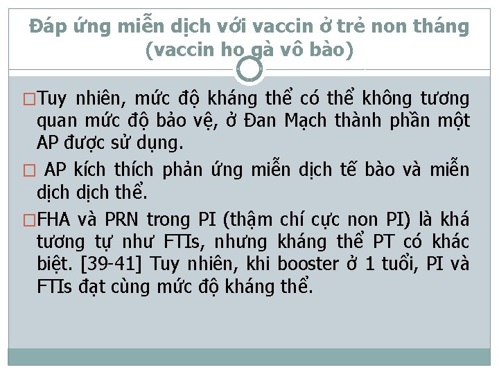 Đáp ứng miễn dịch với vaccin ở trẻ non tháng (vaccin ho gà vô