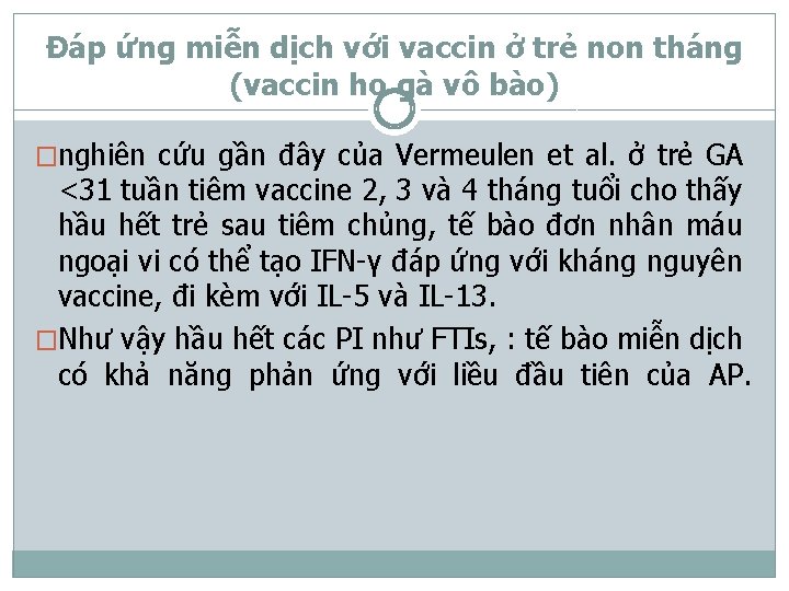 Đáp ứng miễn dịch với vaccin ở trẻ non tháng (vaccin ho gà vô