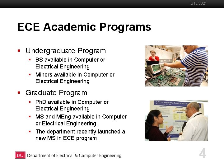 6/15/2021 ECE Academic Programs Boston University Slideshow Title Goes Here § Undergraduate Program §