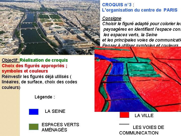 CROQUIS n° 3 : L’organisation du centre de PARIS Consigne Choisir le figuré adapté