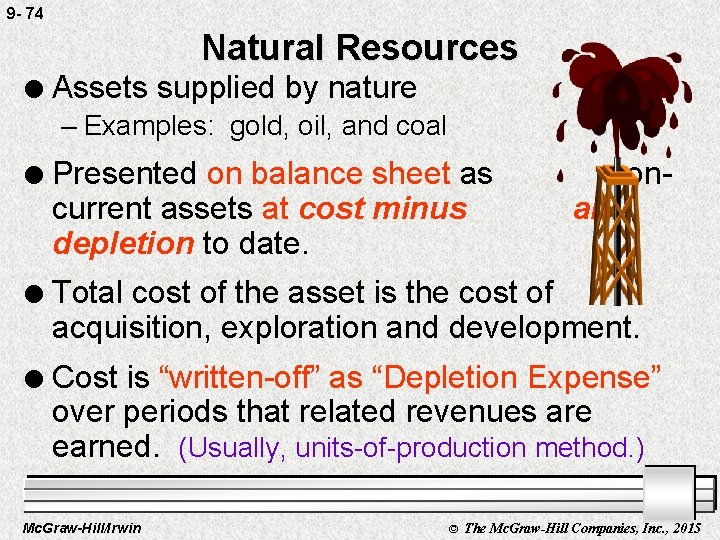 9 - 74 Natural Resources l Assets supplied by nature – Examples: gold, oil,