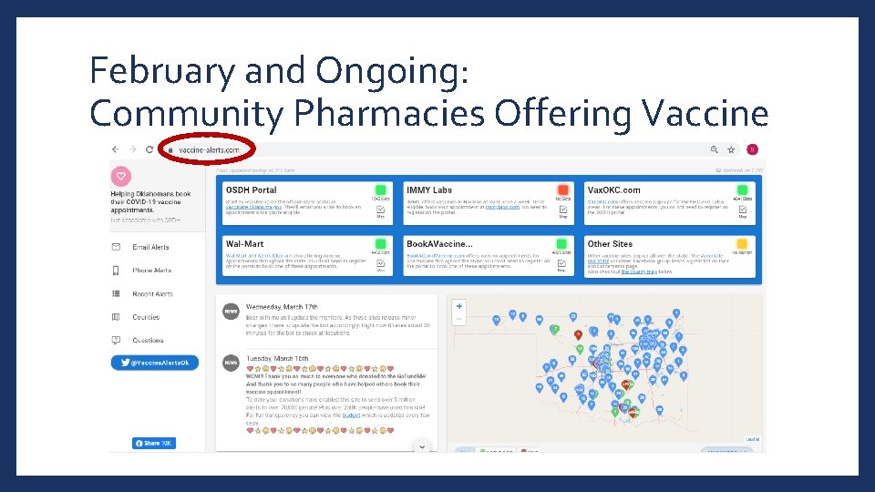 February and Ongoing: Community Pharmacies Offering Vaccine 