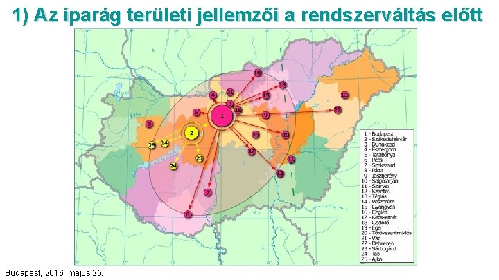 1) Az iparág területi jellemzői a rendszerváltás előtt Budapest, 2016. május 25. 