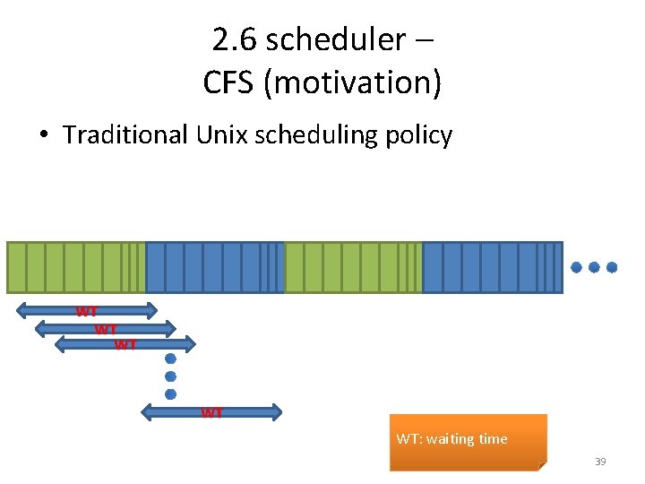 2. 6 scheduler – CFS (motivation) • Traditional Unix scheduling policy WT WT WT: