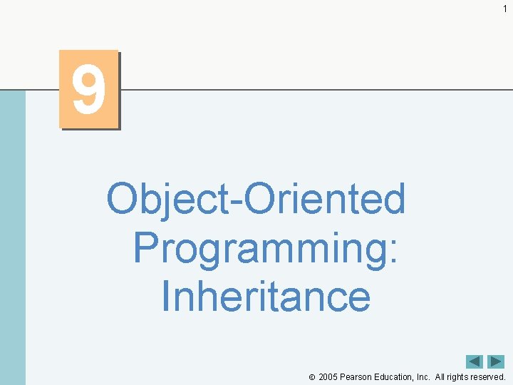 1 9 Object-Oriented Programming: Inheritance 2005 Pearson Education, Inc. All rights reserved. 