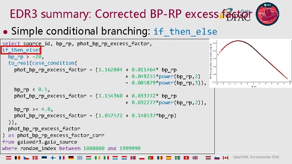 EDR 3 summary: Corrected BP-RP excess factor l Simple conditional branching: if_then_else select source_id,