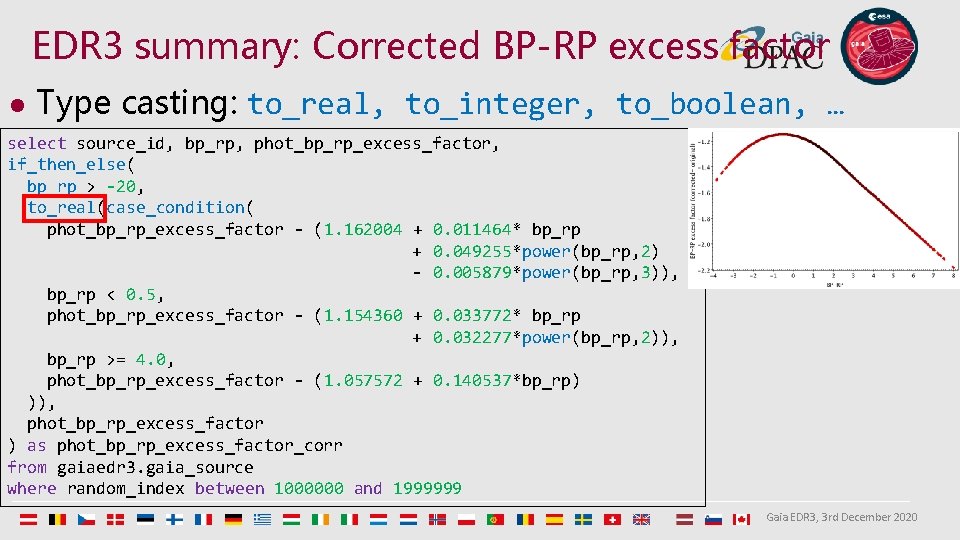 EDR 3 summary: Corrected BP-RP excess factor l Type casting: to_real, to_integer, to_boolean, …