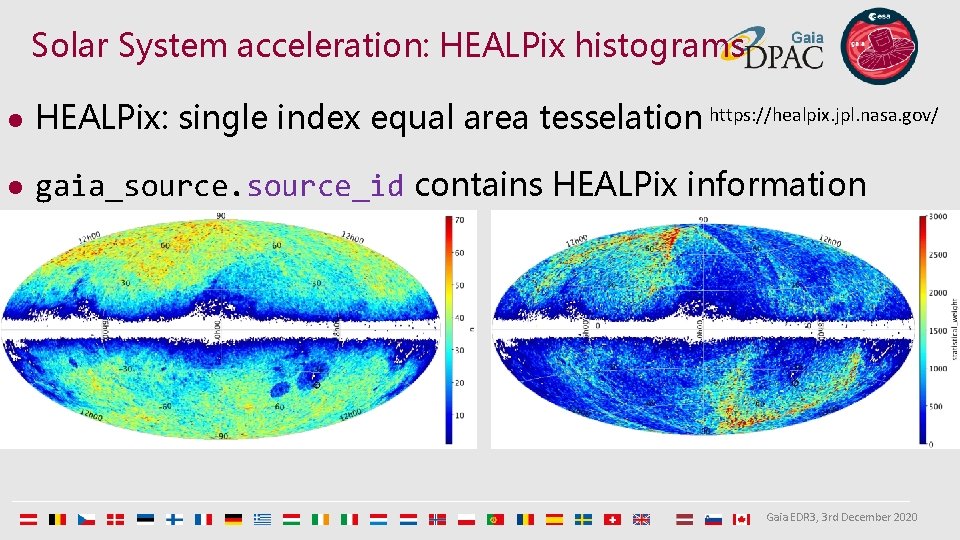 Solar System acceleration: HEALPix histograms l HEALPix: single index equal area tesselation https: //healpix.
