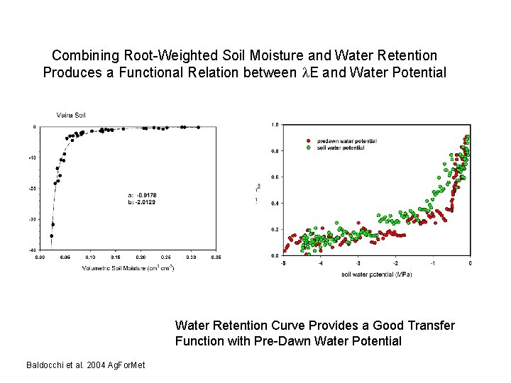 Combining Root-Weighted Soil Moisture and Water Retention Produces a Functional Relation between l. E