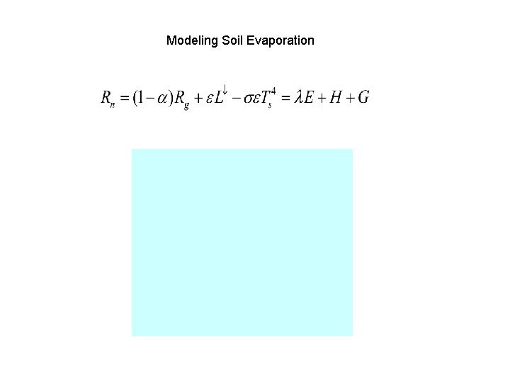 Modeling Soil Evaporation 