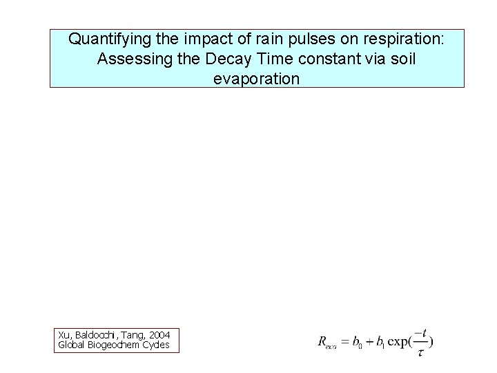 Quantifying the impact of rain pulses on respiration: Assessing the Decay Time constant via