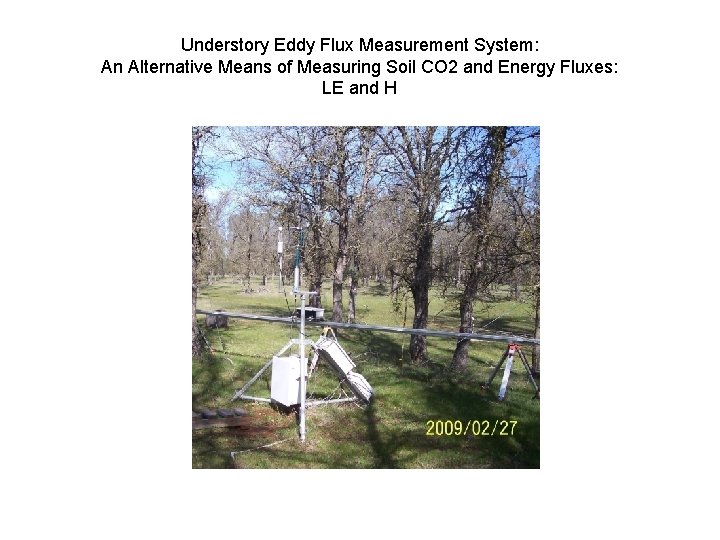 Understory Eddy Flux Measurement System: An Alternative Means of Measuring Soil CO 2 and